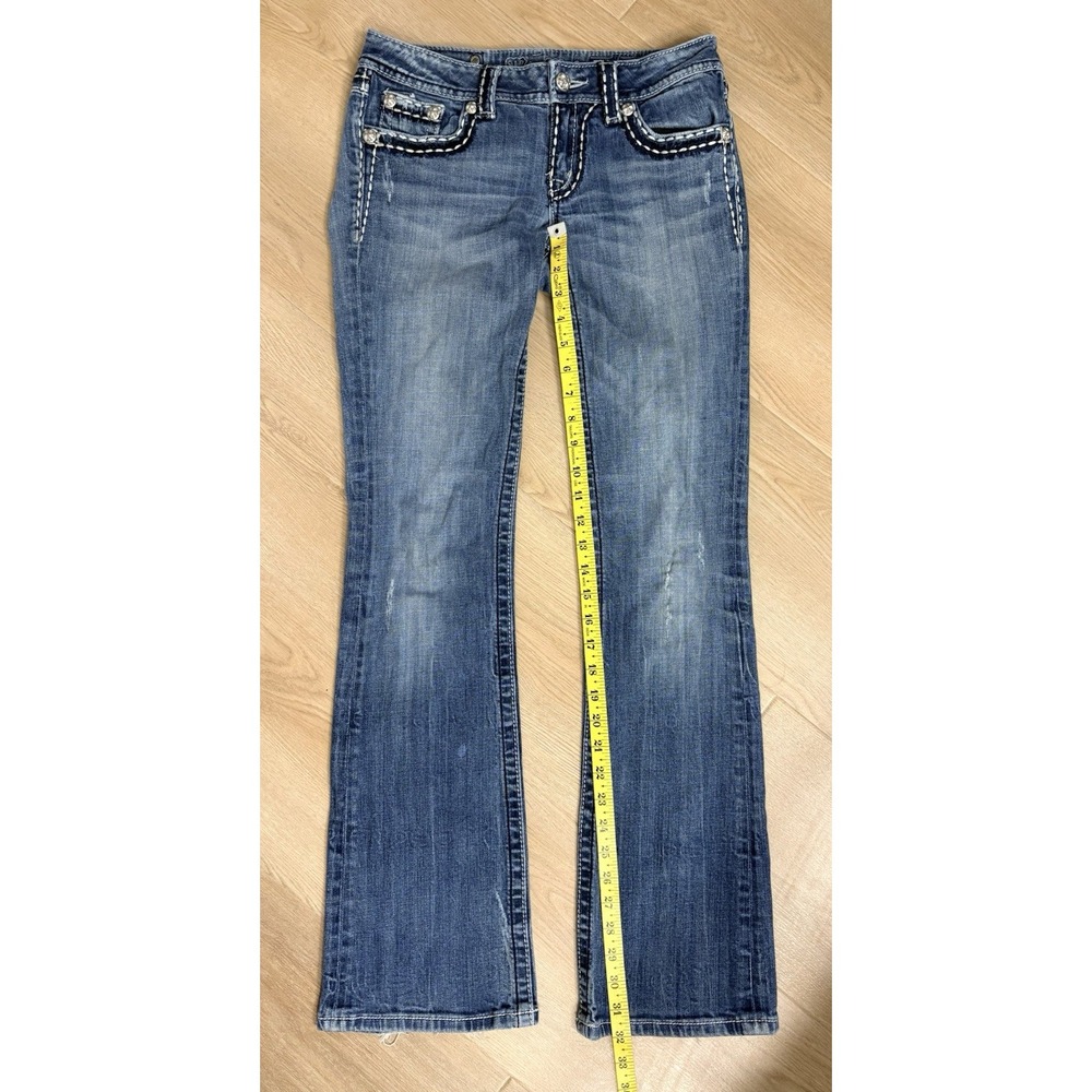 Miss Me Buckle Exclusive Bootcut Jeans Womens 28 x 32 Blue Stretch Missing Stud - Picture 7 of 7